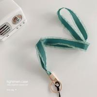 火豹花边手机挂绳挂脖手绳挂饰绳子钥匙扣挂件防摔配件个性创意ins风 绿色手机挂饰