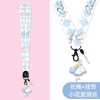 火豹玉桂狗可爱手机挂绳挂脖绳子链防丢线卡通吊绳挂饰钥匙胸牌宽版女 [短绳+挂饰]小花爱丽丝手机挂饰