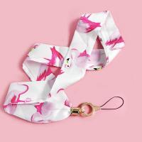 火豹挂脖绳子个性创意宽带吊绳可拆卸缎带oppo苹果丝巾女款手机挂绳潮 白底丹顶鹤手机挂饰