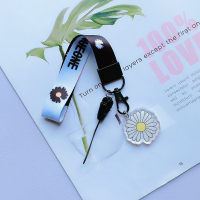 火豹适用手机挂绳女挂脖女款个性创意挂件吊坠绳子挂饰挂手短款宽带手机链条手腕带壳吊绳男钥匙防丢 短绳--白底黄花朵小熊头+