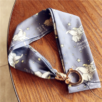 火豹韩版oppo苹果x华为6plus挂脖式手机链条挂绳网红钥匙挂脖绳女时尚 卡通小飞象紫色丝巾宽挂脖