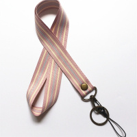 火豹小众化韩版宽边挂脖绳手装棉布带柔软款手机链钥匙挂绳文艺 宽版粉绸古铜挂扣长绳