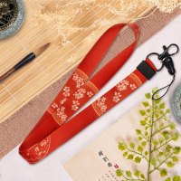 火豹手机挂绳挂脖绳女款古风故宫苹果挂件中国风华为长挂饰苹果绳子个性绳创意吊坠防丢绳文创潮带斜 粉鹤扇*bw粉梅绳手机挂饰