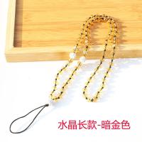 火豹手机挂绳水晶珠子挂脖绳长链子女款手拎挂绳厂牌闪亮镶钻挂饰创意 水晶长[亮片紫罗兰]-送手链短手机挂饰