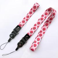 火豹手机链条挂绳网红挂脖短款中国风手机挂绳女挂脖绳抖音潮牌宽带车钥匙环扣吊牌工作证卡套带绳子长吊绳手腕带 清新桃子长+短