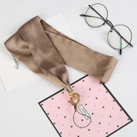 火豹简约纯色淑女风手机挂绳挂脖丝巾绸锻可拆卸防丢手机链短款手腕绳 [珍珠&纯色]长咖啡色