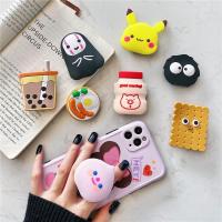 火豹立体可爱卡通适用手机支架折叠伸缩看电视剧指环扣个性创意情侣女 黄色饼干折叠支架手机座