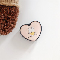 火豹新款日韩卡通可爱小熊心形适用伸缩折叠手机支架指环支架防摔女樱桃小熊通用卡扣粘贴式支架懒人追 新款心形黄色笑手机座