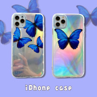 火豹创意镭射蓝色蝴蝶苹果11手机壳iPhoe/m/r个性/8软女