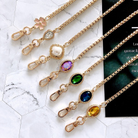 火豹可斜背/斜跨链条高质保色五金金属华为三星苹果手机壳挂绳可以背的女款背包包链条水钻珍珠宝石定制款手拎/提