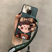 火豹玻璃补妆镜童趣女孩适用p30华为mte20手机壳mte30可爱5G版ov5保护套p10带挂绳