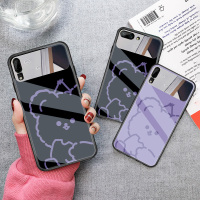 火豹华为mte30手机壳紫色小熊华为ov6补妆镜5g手绘ov5化妆镜子mte20/m10闺蜜p40p