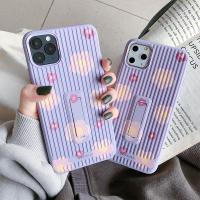 火豹华为ov6手机壳6se紫色小清新5可爱花朵4少女款3行李箱条纹p40隐藏支架p30 Nova3[立体条支架]手手机座