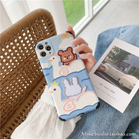 火豹刺绣小熊兔子适用iPhoe11m手机壳R苹果SE2卡通s软/8