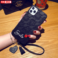 火豹蕾丝刺绣爱心适用苹果11手机壳女款11防摔保护套iphoes创意挂绳全包硅胶r日韩个性i8p皮质m