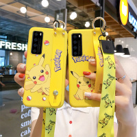 火豹华为ov手机壳腕带卡通挂绳女ov6se保护套ov硅胶防摔创意个性ov6外壳华为ovs Nova7-柠檬黄呆萌皮手机座
