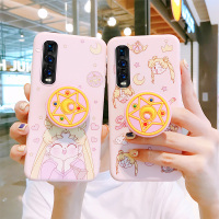 火豹oppid2手机壳美少女fid2保护套全包边硅胶防摔支架女款oppo卡通可爱粉色 findx2糖果粉表情美少手机座