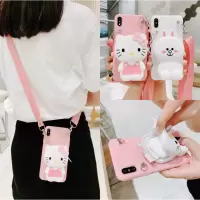 火豹斜挎零钱包vivoy9手机壳y93可爱粉咪y85带挂绳y83卡通背带y81s一体y66钱包y6背包式可背i斜跨l
