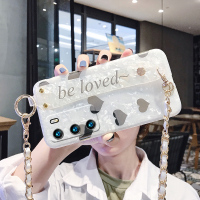 火豹纹华为p40手机壳腕带斜挎链条p40烫金爱心波点p40网红仙女背包式潮牌P40 p40pro[nice]贝壳手机座