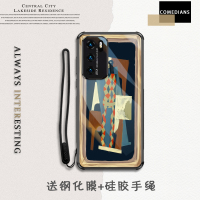 火豹毕加索华为P40手机壳复古油画风P30POR全包玻璃壳5G美术生设计艺术个性创意男女超薄防摔保护套