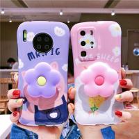 火豹创意卡通小蛮腰华为p40手机壳包摄像头硅胶p30支架p20防摔ov6/ov5/m p40pro粉底绵小蛮腰手机座