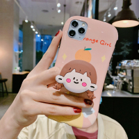 火豹iPhoeSE2手机壳网红苹果s手机壳卡通iPhoe11可爱小蛮 [橙底马尾女孩+橙色短发女孩支架]拍下联系客手机座