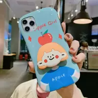 火豹iPhoeSE2手机壳网红苹果s手机壳卡通iPhoe11可爱 [蓝底短发女孩+橙色短发女孩支架]拍下备注联系手机座