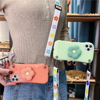 火豹斜挎挂绳iphoe11花卉手机壳女款背带绳11M保护套日韩风r硅胶支架苹果小蛮腰软壳8背包式防摔