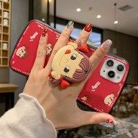 火豹可爱卡通苹果11手机壳8小蛮腰苹果/r/带支架iPhoes m软壳11 m iPhone11弧形壳-多个牛奶妹手机座