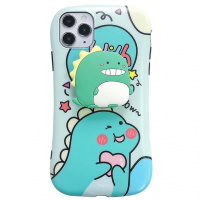 火豹新款独角兽苹果11手机壳/s/r可爱情侣/8情侣硅胶保护套潮SE2全包 苹果7P/8Plus(5.5寸)绿色手机座