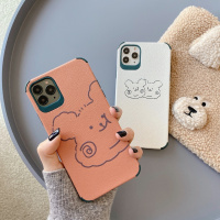 火豹可爱手绘小熊华为p30手机壳ov6/5防摔皮革mte30软壳mte30卡通p40/p40保护套p30