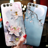 火豹华为p10手机壳女款p10硅胶保护套p9全包防摔p8个性创意男新款潮牌带指环扣支架挂绳超薄磨砂软壳荷花古风