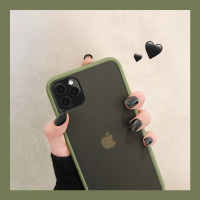 火豹简约撞色边框适用iPhoe11手机壳苹果/R/8/S M情侣款iPhoe透明磨砂橄榄绿p
