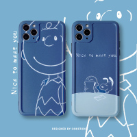 火豹精头全包边 苹果11手机壳iphoeR卡通动漫画/8情侣S少女11M男款蓝色简约线条硅