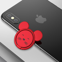 火豹手机指环支架扣苹果11环扣手指支扣环s磁吸华为P40手环贴壳 中国红+大耳鼠磁吸车载支架[1个装]手机座