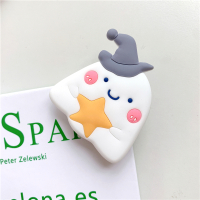 火豹手机气囊支架可伸缩折叠卡通气垫撑指环扣粘贴式桌面撑可爱女 法帽幽灵(硅胶折叠支架)手机座