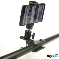 火豹跑步机手机架支架专用感单车圆管桌面金属夹子式手机平板云台支架 小号:金属夹子底座+手机夹手机座