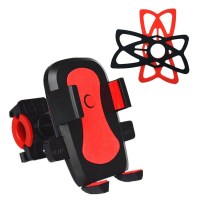 火豹电动车摩托车手机支架外卖骑行导航支架自行车导航支架车载支架 自行车把手款[红色]送绷带手机座