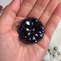 火豹水钻指环扣创意个性懒人支架手机新款粘贴式潮女款指环防滑落通用 伸缩宝石支架-紫色手机座