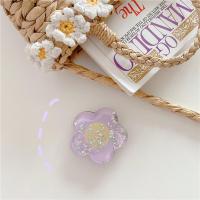 火豹囍哥流沙小清新花朵适用日韩伸缩懒人支架手机配件硅胶个性创意女 流沙紫色花朵折叠支架手机座