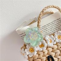 火豹囍哥流沙小清新花朵适用日韩伸缩懒人支架手机配件硅胶个性创意女 流沙绿色花朵折叠支架手机座