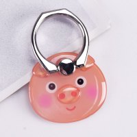 火豹手机支架指环支架手机环指通用粘贴式车载多功能支架手环 圆脸小猪-褐手机座