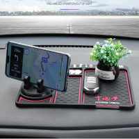 火豹手机车载支架汽车导航架车用驾驶台固定支撑带停车号码型通用 升级款[手机架+停车牌+防滑垫]三合一+盆栽摆件手机座