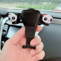 火豹车载手机支架可爱女汽车用手机架导航架卡通车内出风口车上支撑架 熊猫(手机架)黑手机座