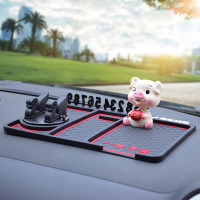 火豹车载手机支架汽车仪表台防滑垫车用导航支撑架多功能车内手机座 360°手机支架防滑垫+平安猪手机座