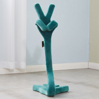 火豹卡通手机支架毛绒多功能玩具车载U型枕支架八爪怪道具手型. 蓝绿色手机座