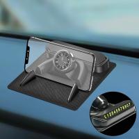 火豹2019新款保时捷cyee卡宴18汽车手机支架车载防滑垫中控台摆件 皮纹时尚款(白色表盘)手机座