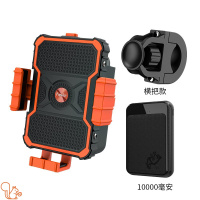火豹手机架。导航架新款山地车手机骑行支架单车固定座装备可调手机座 黑色把手款+10000毫安充电宝手机座