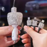 火豹车载手机架汽车导航支架出风口通用卡扣式女气质抖音 镶钻车充+充电线[彩白]手机座