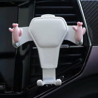 火豹重力车载手机支架卡通创意出风口车内固定通用卡扣式导航支架 粉仙人掌-白重力支架手机座
